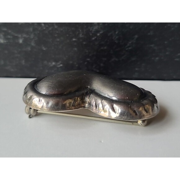 925 Sterling Silver Heart Shaped Brooch Vintage Mexico - Picture 5 of 10